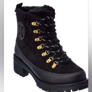 TORY BURCH Thea Suede & Shearling Boots